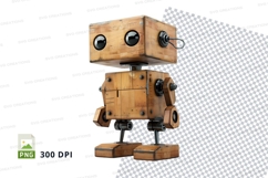 Wooden robot clipart isolated on transparent background PNG Product Image 1