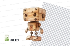 Wooden Robot Clipart PNG Isolated Transparent Background Product Image 1