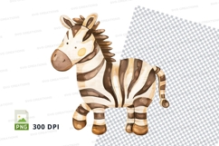 Cute cartoon zebra clipart standing isolated on white backgr Product Image 1