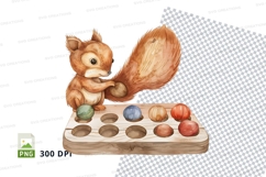 Cute squirrel holding acorn clipart transparent background Product Image 1