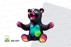 Colorful cartoon bear hugging rainbow heart clipart PNG Product Image 1