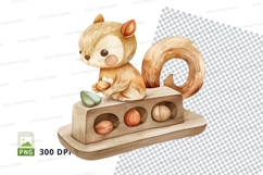Cute hamster clipart sitting on wooden blocks toy 300 DPI Product Image 1