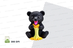 Cute black teddy bear clipart holding heart 300 DPI PNG Product Image 1