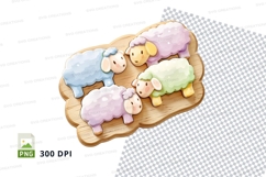 Cute sheep clipart on toast bread isolated PNG illustration Product Image 1