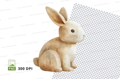Cute beige bunny plush clipart sitting isolated transparent Product Image 1