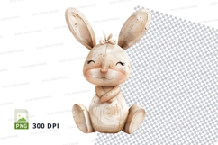 Cute white bunny plush clipart sitting soft toy isolated PNG Product Image 1