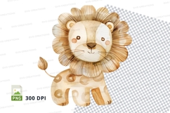 Cute cartoon lion clipart sitting isolated on white backgrou Product Image 1