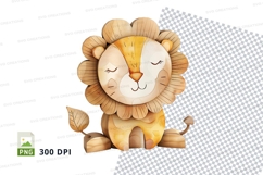 Cute sleeping lion cub clipart, soft cartoon illustration, b Product Image 1