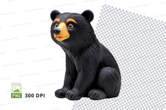 Black bear cub sitting clipart transparent background Product Image 1