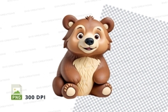 Cute brown teddy bear clipart sitting isolated transparent P Product Image 1