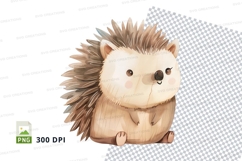 Cute hedgehog clipart PNG isolated white background 300 DPI Product Image 1