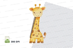 Cute cartoon giraffe clipart smiling isolated on white backg Product Image 1