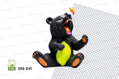 Cute cartoon bear catching honey jar clipart PNG Product Image 1