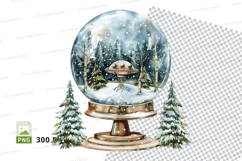 Snow globe winter scene clipart transparent PNG holiday deco Product Image 1
