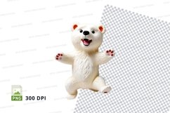 Cute white polar bear clipart jumping happy isolated transpa Product Image 1