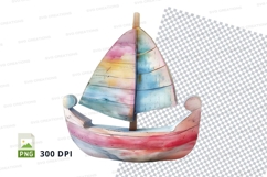 Colorful sailboat clipart PNG transparent background 300 DPI Product Image 1
