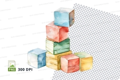 Colorful 3D cubes stack clipart transparent background PNG Product Image 1