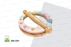 Handcrafted wooden tambourine clipart transparent background Product Image 1