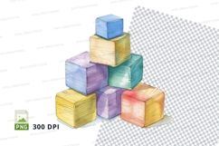 Colorful 3D cubes stack clipart transparent background PNG Product Image 1
