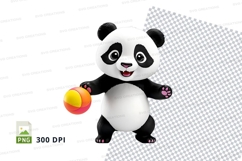 Cute panda clipart holding ball isolated transparent PNG Product Image 1