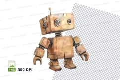 Cute wooden robot clipart PNG isolated on white background Product Image 1