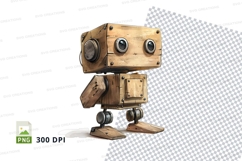 Wooden robot clipart png isolated cute character 300 DPI Product Image 1