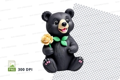 Cute black teddy bear holding honey clipart png transparent Product Image 1