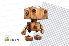 Retro robot clipart png isolated on white background 300dpi Product Image 1