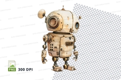 Retro robot clipart standing transparent background vintage Product Image 1
