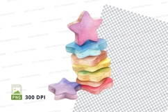 Colorful stacked stars clipart png transparent background Product Image 1