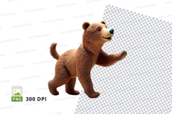 Cute brown bear cub clipart walking on transparent backgroun Product Image 1