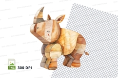 Wooden bull figurine clipart isolated on white background Product Image 1