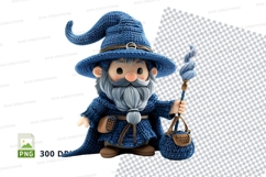 Cute gnome wizard holding lantern clipart PNG 300 DPI Product Image 1