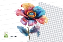 Colorful watercolor flower clipart PNG high resolution Product Image 1