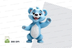 Cute blue cartoon bear waving isolated on white background c Product Image 1