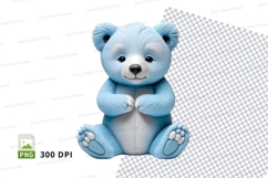 Cute blue teddy bear clipart sitting isolated on white backg Product Image 1