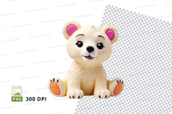 Cute white teddy bear clipart sitting isolated transparent b Product Image 1