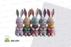 Easter bunny clipart set colorful knitted toy decoration Product Image 1