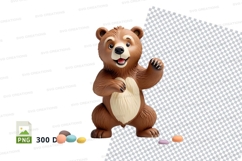 3D brown teddy bear waving isolated on white background clip Product Image 1