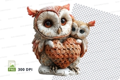 Owl and baby clipart PNG high detail 300 DPI Product Image 1