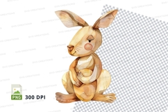 Cute brown rabbit clipart sitting isolated transparent PNG 3 Product Image 1