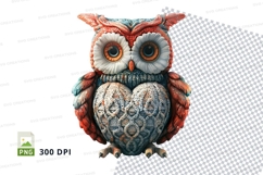 Colorful owl clipart PNG high detail 300 DPI vector art Product Image 1
