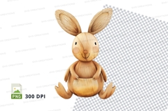 Cute brown rabbit clipart sitting isolated transparent PNG Product Image 1