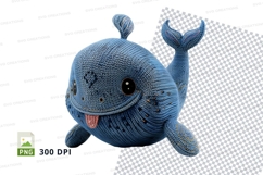 Cute blue whale clipart png isolated transparent background Product Image 1