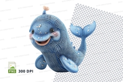 Cute blue cartoon dolphin clipart png transparent 300dpi Product Image 1