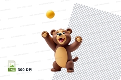 Cute brown teddy bear catching honey jar clipart png Product Image 1