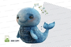 Cute blue cartoon whale clipart splashing water vector illus Product Image 1