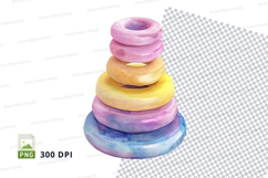 Colorful stacked donuts clipart transparent background PNG Product Image 1