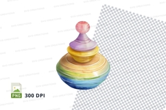 Colorful stacking toy clipart isolated on transparent backgr Product Image 1