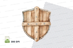 Wooden shield clipart png transparent vintage medieval defen Product Image 1